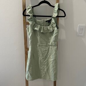 French Connection Light Green Ruffle Mini Dress
